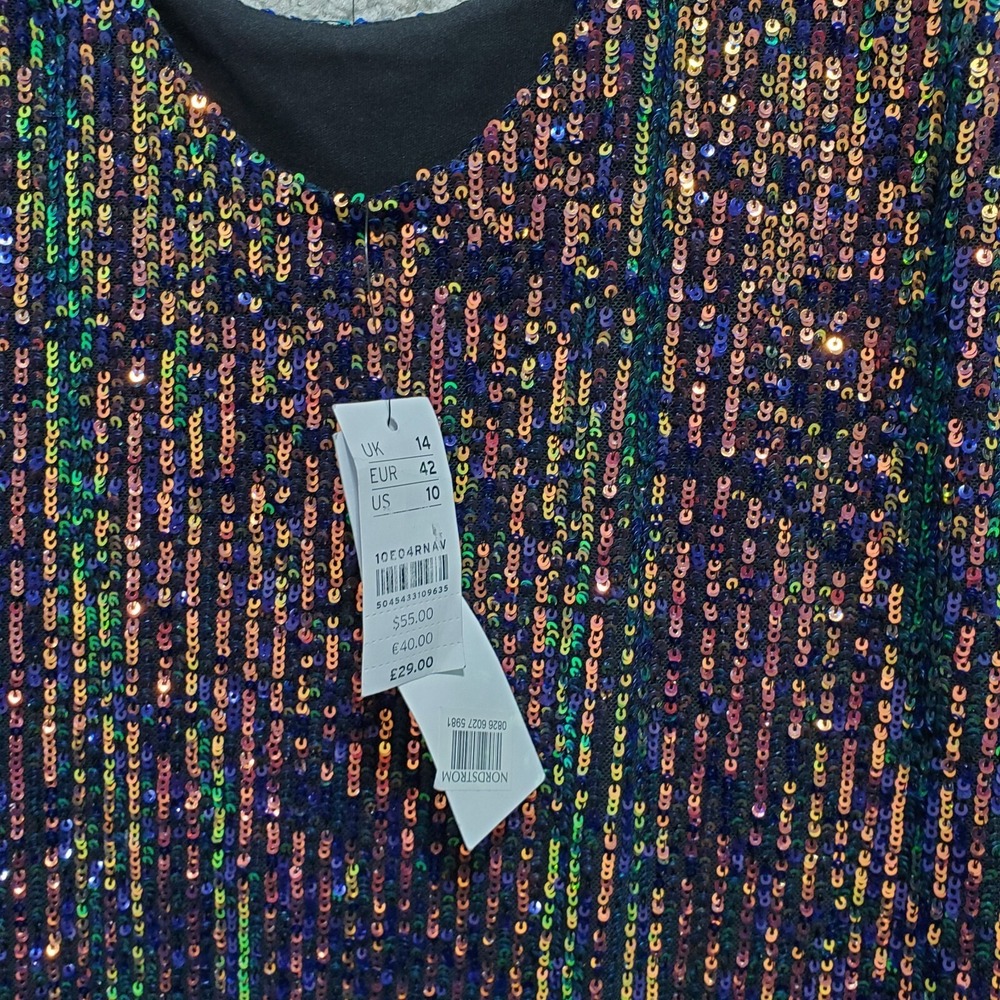 Topshop Mini Dress‎ Women's 10 Multicolor Irredecent  Stretch Sequin Formal - Picture 6 of 10